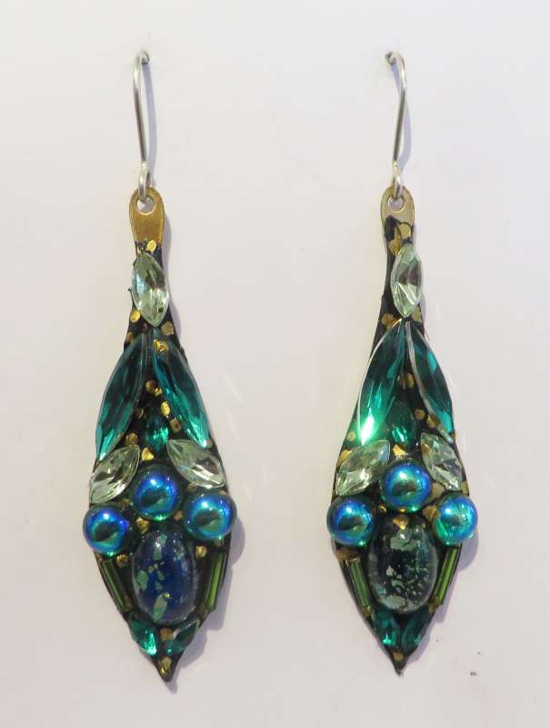 Large green drop earrings